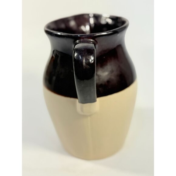 Roseville Stoneware Pitcher Vase RRP Made in USA. Beige/Brown Two Toned Farmhous - Picture 4 of 12